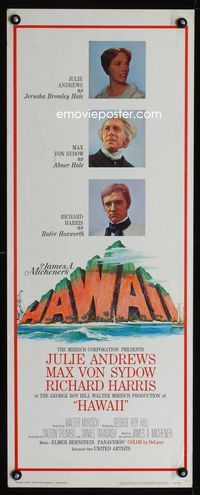 1q293 HAWAII insert movie poster '66 Julie Andrews, Max von Sydow, Richard Harris, James A. Michener