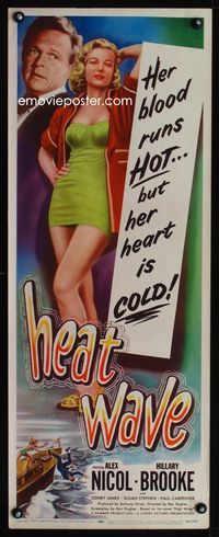 1q297 HEAT WAVE insert movie poster '54 full-length artwork of HOT bad girl Hillary Brooke!