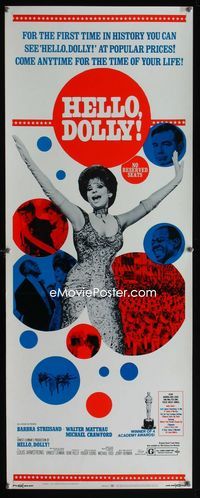 1q299 HELLO DOLLY insert movie poster '70 Barbra Streisand, now at popular prices!
