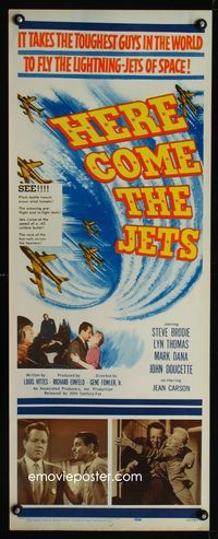 1q302 HERE COME THE JETS insert movie poster '59 Steve Brodie flies lightning-jets of space!