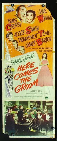 1q303 HERE COMES THE GROOM insert poster '51 Bing Crosby, Jane Wyman, Alexis Smith, Frank Capra