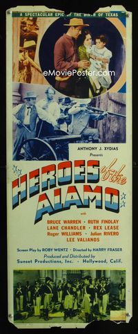 1q305 HEROES OF THE ALAMO insert movie poster '37 a spectacular epic of the birth of Texas!