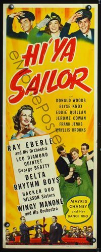 1q306 HI' YA SAILOR insert movie poster '43 Ray Eberle & His Orchestra!