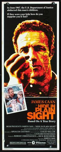 1q308 HIDE IN PLAIN SIGHT insert poster '80 great super close image of star & director James Caan!