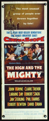 1q309 HIGH & THE MIGHTY insert movie poster '54 William Wellman, John Wayne, Claire Trevor