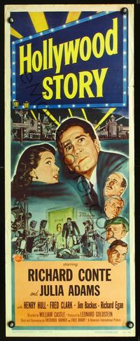 1q312 HOLLYWOOD STORY insert movie poster '51 artwork of Richard Conte & Julie Adams!