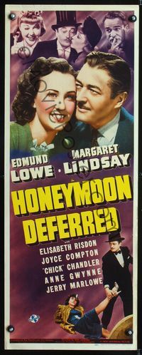 1q314 HONEYMOON DEFERRED insert movie poster '40 Margaret Lindsay & Edmund Lowe romantic close up!