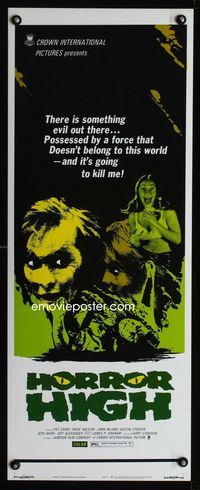 1q317 HORROR HIGH insert movie poster '74 something evil is out there and it's going to kill me!
