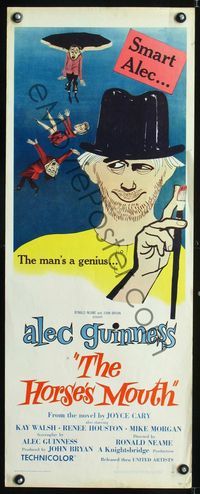 1q318 HORSE'S MOUTH insert movie poster '59 great artwork of Alec Guinness!