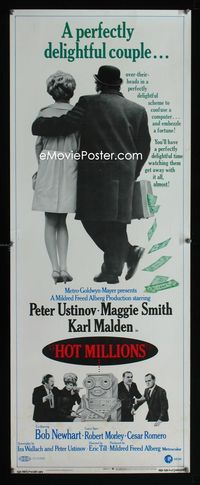 1q320 HOT MILLIONS insert movie poster '68 Peter Ustinov, Maggie Smith, Karl Malden, Bob Newhart