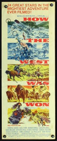 1q326 HOW THE WEST WAS WON insert movie poster '64 John Ford epic, great artwork by Reynold Brown!
