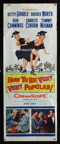 1q327 HOW TO BE VERY, VERY POPULAR insert movie poster '55 art of sexy Betty Grable & Sheree North!