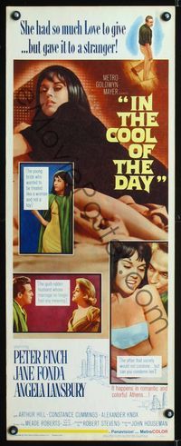 1q345 IN THE COOL OF THE DAY insert movie poster '63 three great images of sexy Jane Fonda!