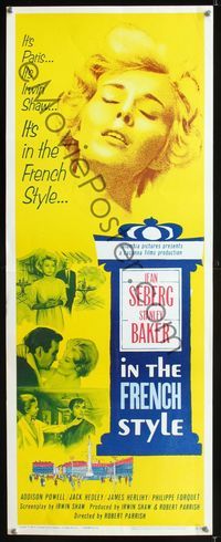 1q346 IN THE FRENCH STYLE insert movie poster '63 art of sexy Jean Seberg, Stanley Baker