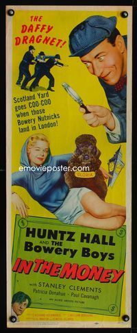 1q347 IN THE MONEY insert movie poster '58 Huntz Hall & The Bowery Boys are the daffy dragnet!