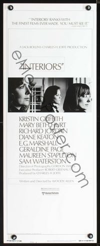 1q352 INTERIORS style B insert '78 Woody Allen, Diane Keaton, Mary Beth Hurt, Kristin Griffith