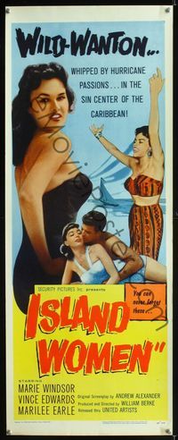 1q355 ISLAND WOMEN insert movie poster '58 sexy tropical wild-wanton Marie Windsor!