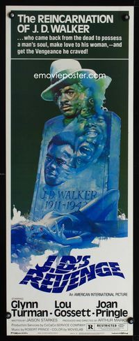 1q362 JD'S REVENGE insert movie poster '76 Louis Gossett Jr., cool tombstone artwork!