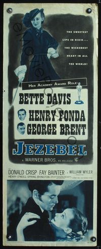 1q368 JEZEBEL insert movie poster R48 Bette Davis, Henry Fonda, George Brent