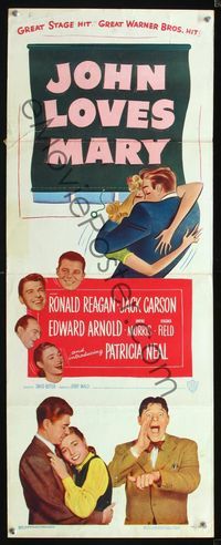 1q370 JOHN LOVES MARY insert movie poster '49 Ronald Reagan, Jack Carson, Edward Arnold