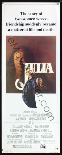 1q378 JULIA insert movie poster '77 artwork of Jane Fonda & Vanessa Redgrave by Richard Amsel!