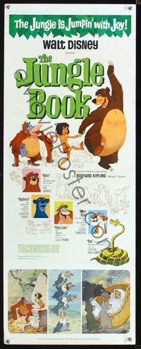 1q380 JUNGLE BOOK insert poster '67 Walt Disney cartoon classic, great image of all characters!
