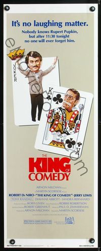 1q382 KING OF COMEDY insert '83 Robert DeNiro, Martin Scorsese, Jerry Lewis, cool playing card art!