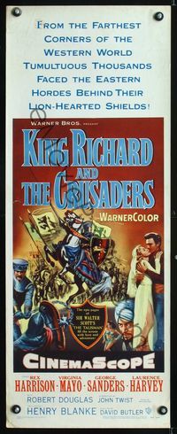 1q383 KING RICHARD & THE CRUSADERS insert poster '54 Rex Harrison, Virginia Mayo, George Sanders