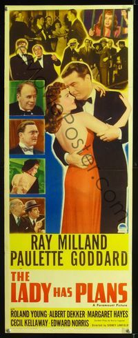 1q390 LADY HAS PLANS insert poster '42 great image of Ray Milland dancing with Paulette Goddard!