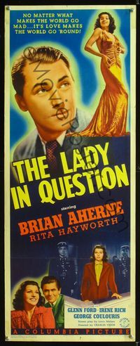 1q392 LADY IN QUESTION insert poster '40 sexiest Rita Hayworth, Brian Aherne, Glenn Ford, Irene Rich