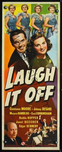 1q396 LAUGH IT OFF insert movie poster '39 Constance Moore, Johnny Downs