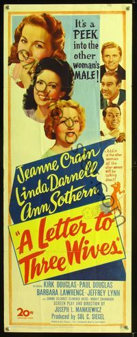 1q400 LETTER TO THREE WIVES insert '49 Jeanne Crain, Linda Darnell, Ann Sothern, young Kirk Douglas