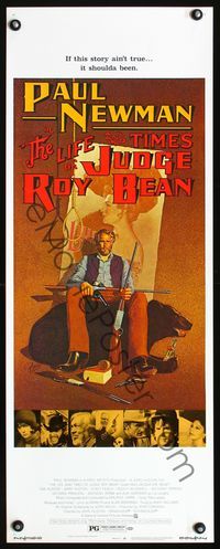 1q401 LIFE & TIMES OF JUDGE ROY BEAN insert '72 John Huston, art of Paul Newman by Richard Amsel!