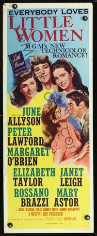 1q408 LITTLE WOMEN insert poster '49 June Allyson, Elizabeth Taylor, Peter Lawford, Janet Leigh