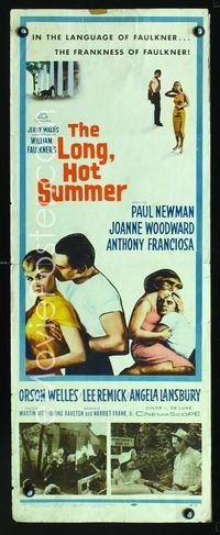 1q411 LONG, HOT SUMMER insert movie poster '58 Paul Newman, Joanne Woodward, Martin Ritt