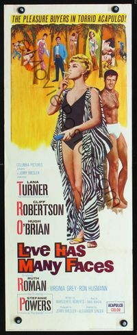 1q415 LOVE HAS MANY FACES insert '65 art of sexy smoking Lana Turner & barechested Cliff Robertson!
