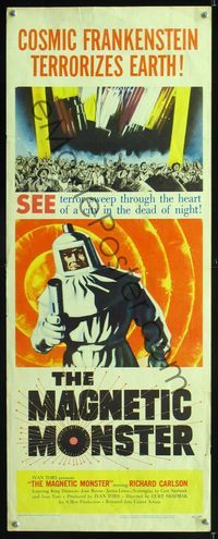 1q425 MAGNETIC MONSTER insert movie poster '53 cosmic Frankenstein will swallow the Earth!