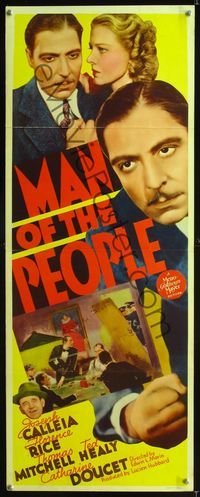 1q428 MAN OF THE PEOPLE insert poster '37 Joseph Calleia and Florence Rice, cool poker gambling art!