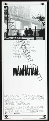 1q429 MANHATTAN style B insert movie poster '79 Woody Allen, Mariel Hemingway, New York City!
