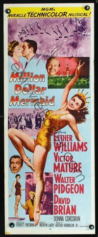 1q438 MILLION DOLLAR MERMAID insert poster '52 sexy swimmer Esther Williams in swimsuit & crown!
