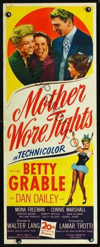 1q446 MOTHER WORE TIGHTS insert movie poster '47 sexy Betty Grable, Dan Dailey