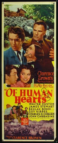 1q453 OF HUMAN HEARTS insert movie poster '38 great images of young James Stewart!