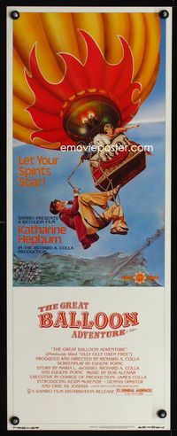 1q457 OLLY OLLY OXEN FREE insert poster R79 art of Katherine Hepburn in The Great Balloon Adventure!