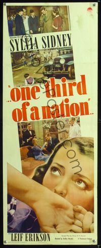 1q462 ONE THIRD OF A NATION insert movie poster '39 huge close up of scared Sylvia Sidney!