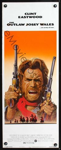 1q467 OUTLAW JOSEY WALES insert movie poster '76 Clint Eastwood is an army of one!