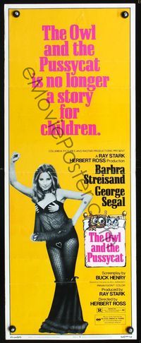 1q470 OWL & THE PUSSYCAT insert poster '71 sexiest Barbra Streisand, no longer a story for children!