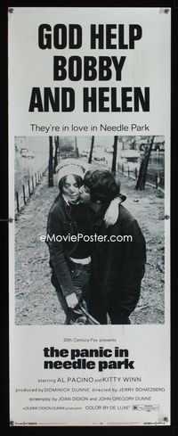 1q471 PANIC IN NEEDLE PARK insert movie poster '71 Al Pacino & Kitty Winn are heroin addicts!