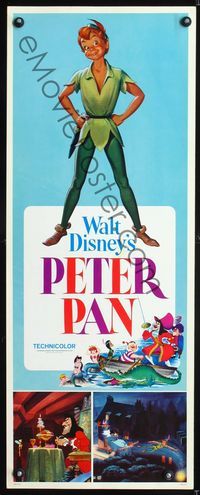 1q477 PETER PAN insert movie poster R76 Walt Disney animated cartoon fantasy classic!