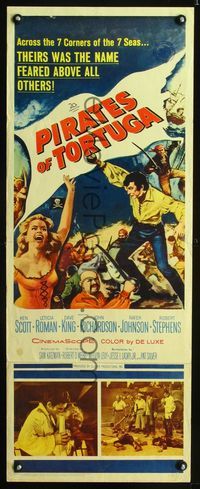 1q479 PIRATES OF TORTUGA insert movie poster '61 theirs was the name feared above all others!