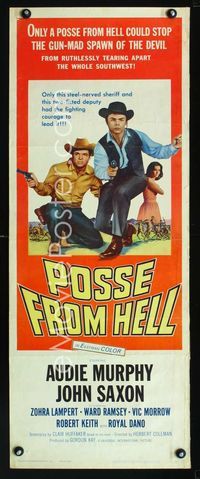 1q482 POSSE FROM HELL insert poster '61 Audie Murphy & John Saxon must stop gun-mad Devil spawn!